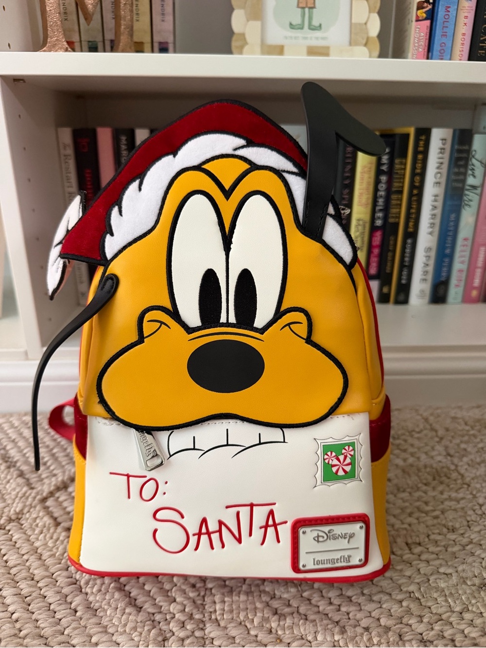Loungefly Yellow Red White Pluto Santa Mini Backpack
